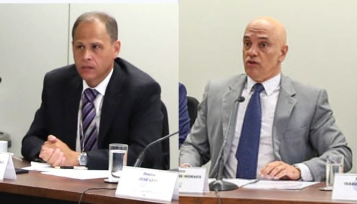 Eduardo Tagliaferro e Alexandre de Moraes, em reunião entre o TSE e as plataformas digitais, em ...