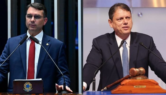 Senador Flávio Bolsonaro e o governador Tarcísio de Freitas selam união após atritos na pré-...